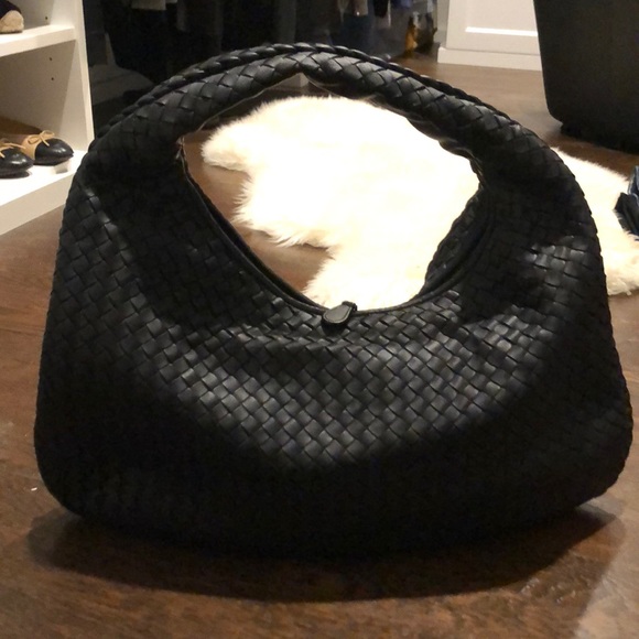 Bottega Veneta Handbags - Bottega Veneta gunmetal gray/blue Woven Shoulder Bag